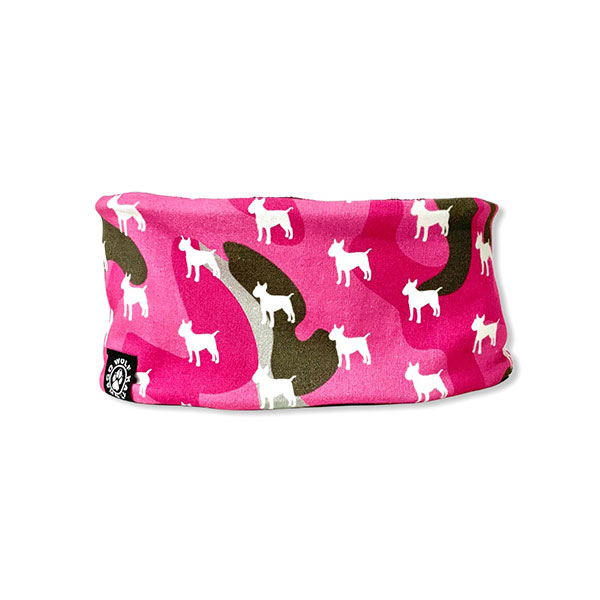 Zimní čelenka DWK - Bullterrier camouflage pink