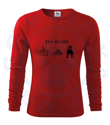 Pánské triko Fit - T Long Sleeve - Kafe, pizza, SBT