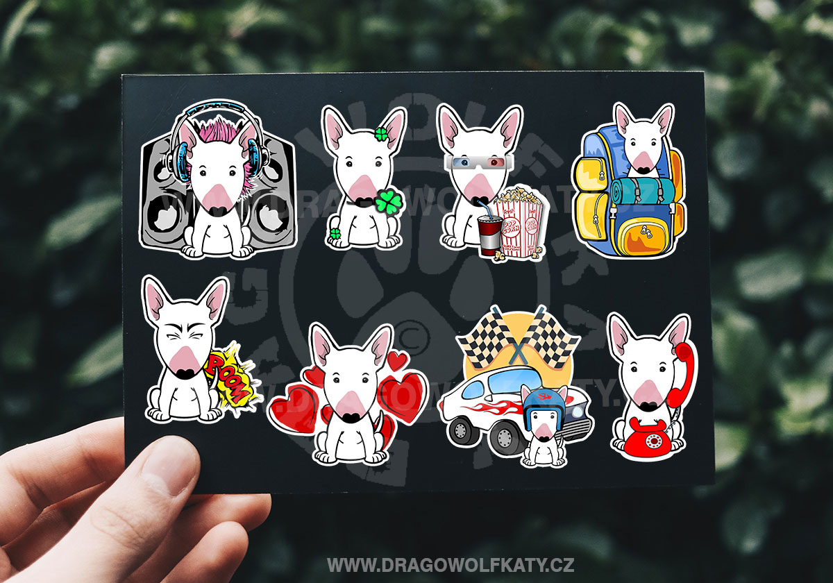Sada samolepek - Bullterrier Cartoon