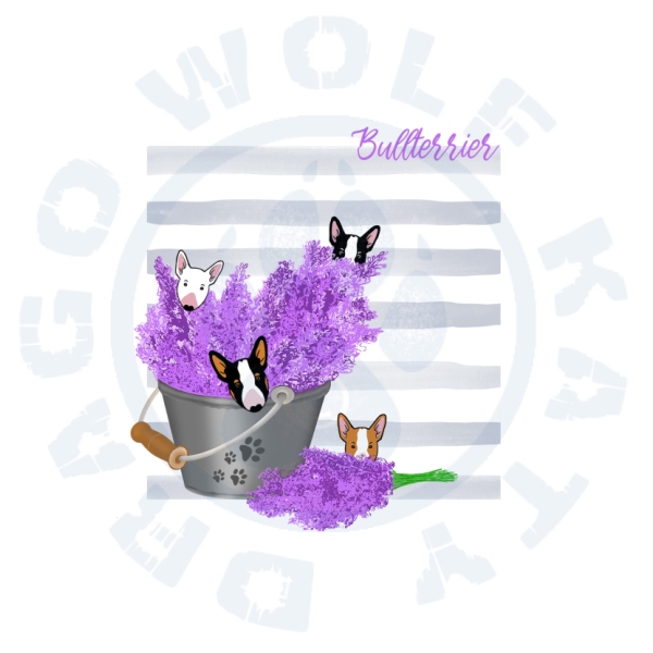 Polštář s povlakem - Bullterrier levandule