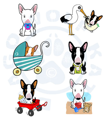 Baby triko - Bullterrier Baby cartoon