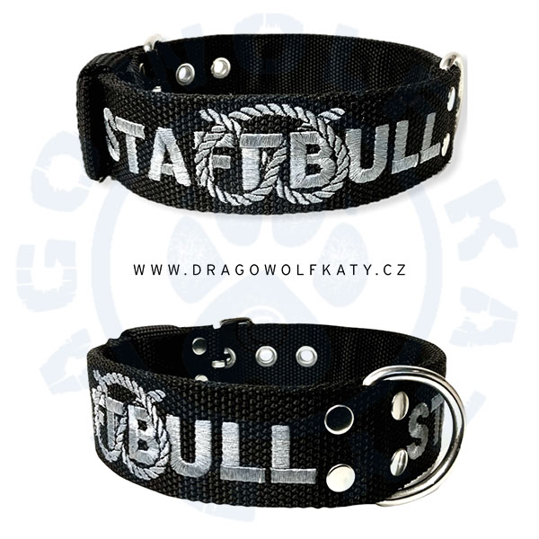 Obojek s výšivkou  Staffbull Word