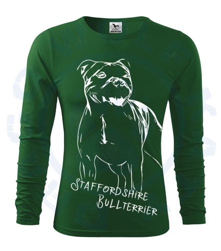Pánské triko Fit - T Long Sleeve - Stafordšírský bulteriér Ebony
