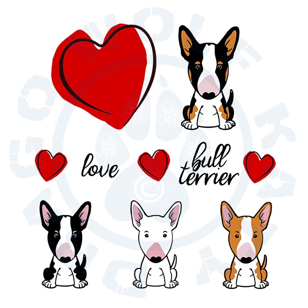 Polštář s povlakem Bullterrier Cartoon