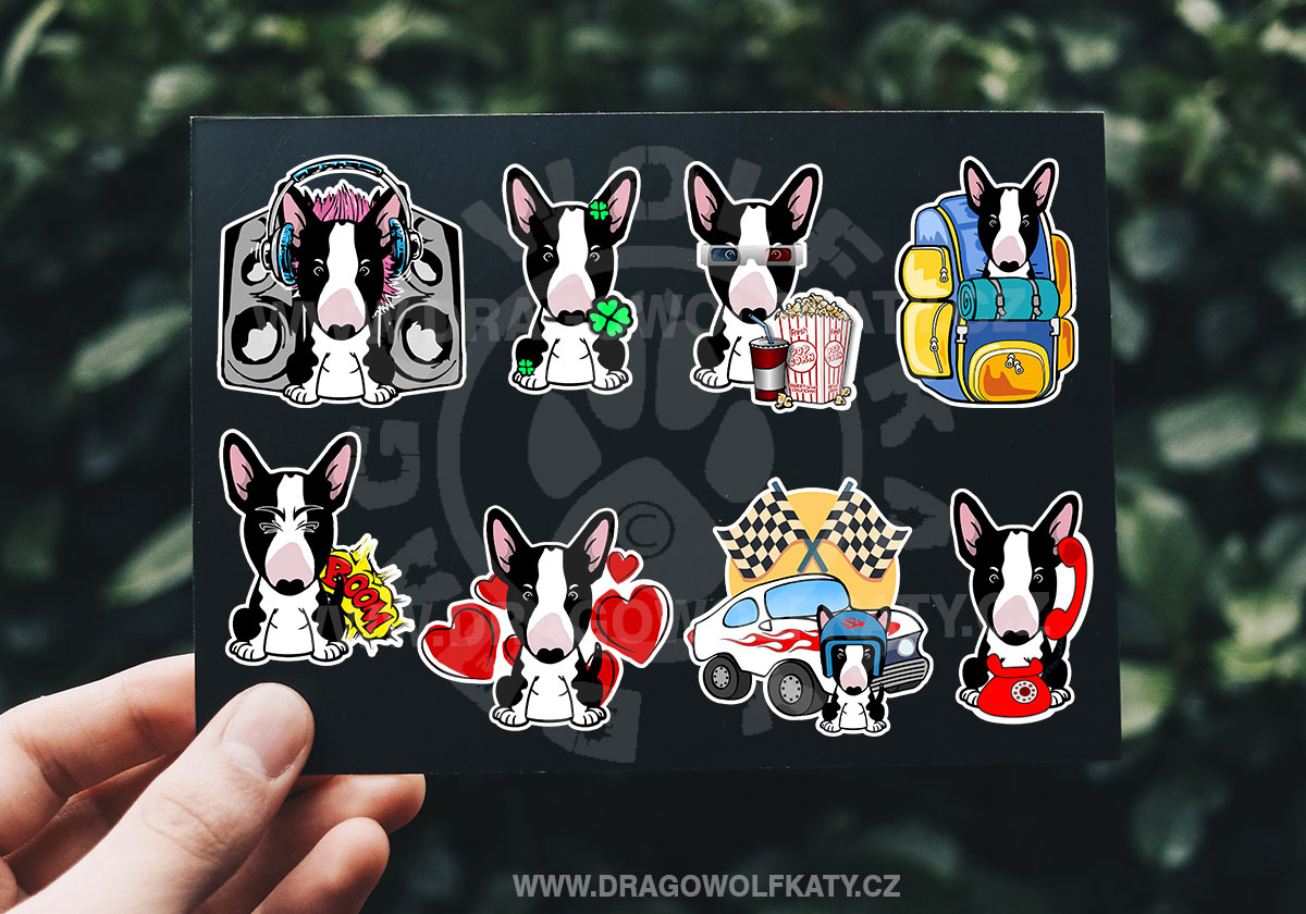 Sada samolepek - Bullterrier Cartoon