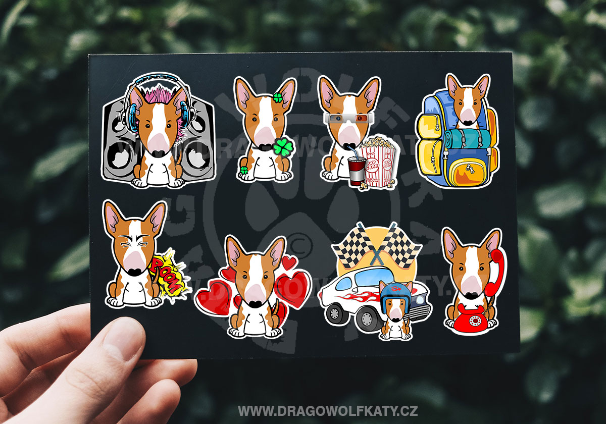 Sada samolepek - Bullterrier Cartoon