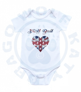 Dětské body - Staffbull srdce vlajka