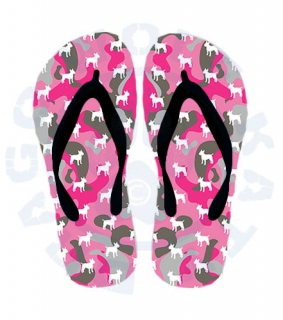 Letní žabky - Bullterrier camouflage pink